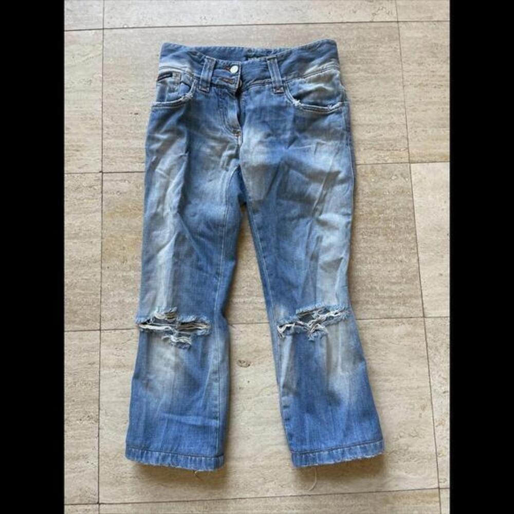 Dolce & Gabbana Vintage Womens Distressed Jeans Blue Size IT 36 Ripped